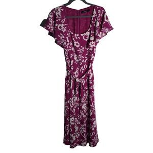 Lauren Ralph Lauren Black Label size 8 dress Lined Purple & White floral Hawaii